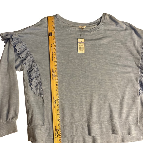 NWT Crown & Ivy Soft Blue Eyelet Lace Detail Long Sleeved Sweater‎ Size 3X - Picture 5 of 9